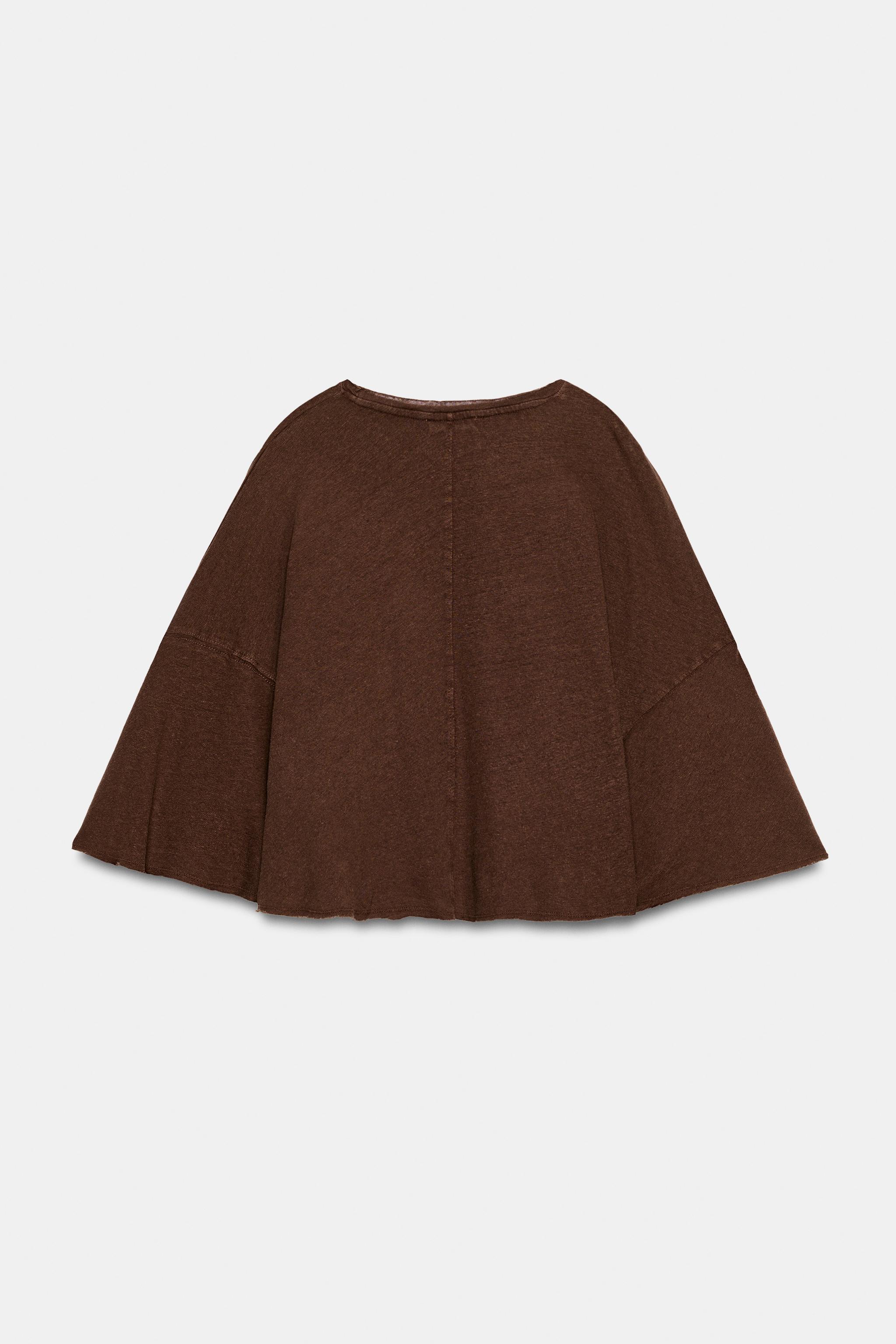 COTTON AND LINEN CAPE T-SHIRT
